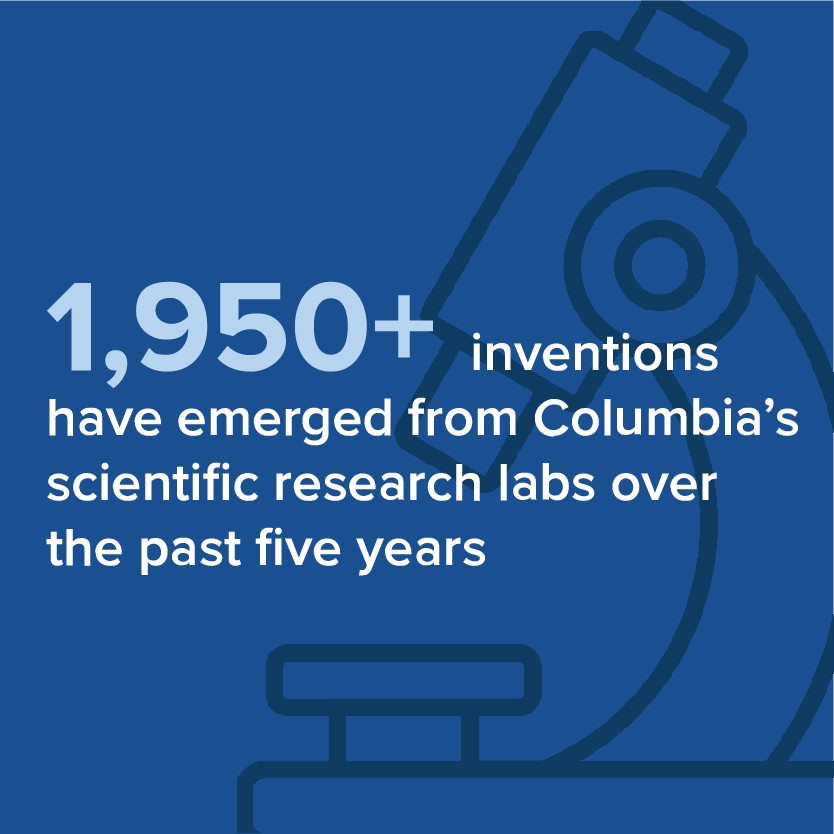 1,950 inventions have emerged from Columbia's scientific research labs over the past five years